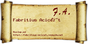 Fabritius Acicét névjegykártya